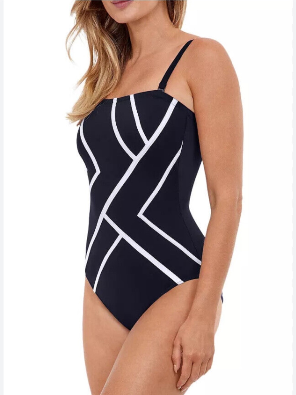 NWOT Gottex Black/White Tummy Contol Graphic Swimsuit